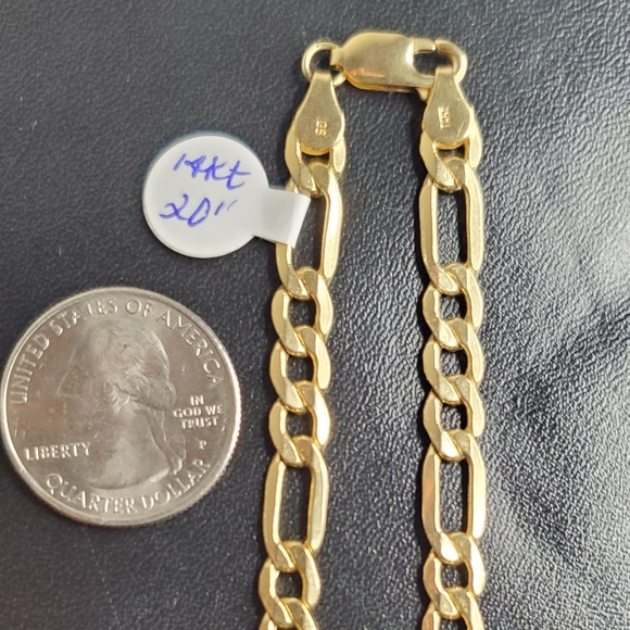 SOLID 14kt YELLOW GOLD Figaro Link Men's Chain - Picture 4 of 7